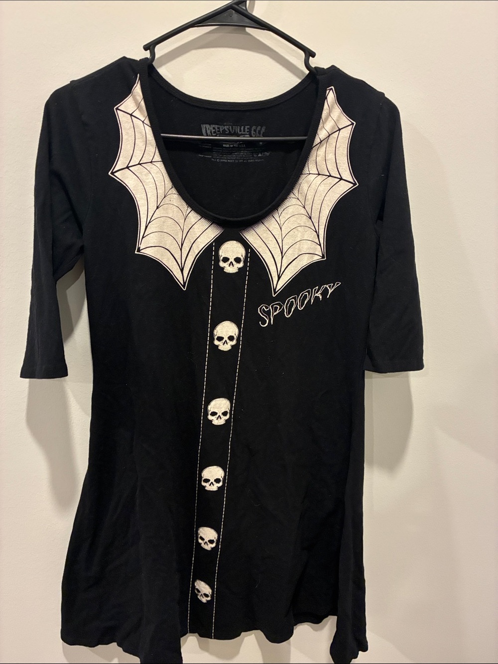Kreepsville 666 Women’s 'Spooky' Black Skull Dress Top